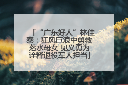 “广东好人”林佳泰：狂风巨浪中勇救落水母女 见义勇为诠释退役军人担当