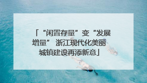 “闲置存量”变“发展增量” 浙江现代化美丽城镇建设再添新意