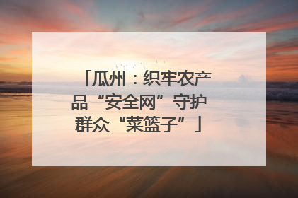 瓜州：织牢农产品“安全网”守护群众“菜篮子”