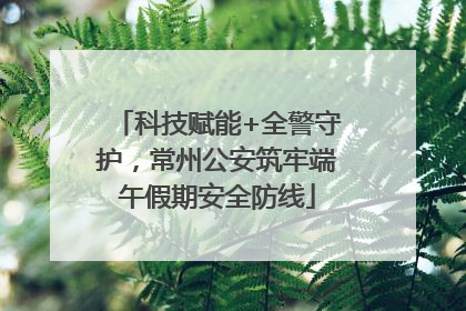 科技赋能+全警守护，常州公安筑牢端午假期安全防线