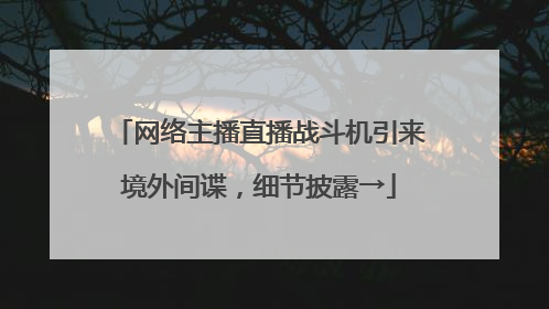网络主播直播战斗机引来境外间谍，细节披露→