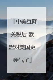 中美互降关税后 欧盟对美国更硬气了
