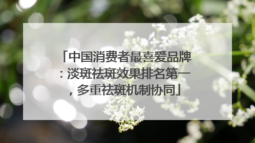中国消费者最喜爱品牌：淡斑祛斑效果排名第一，多重祛斑机制协同