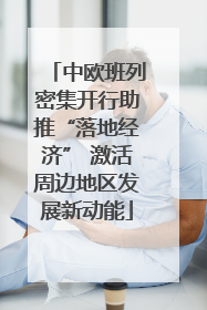中欧班列密集开行助推“落地经济” 激活周边地区发展新动能