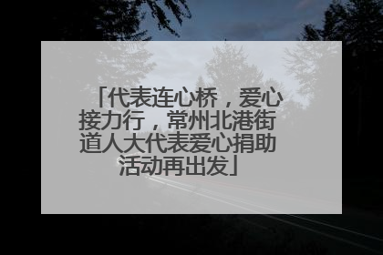 代表连心桥，爱心接力行，常州北港街道人大代表爱心捐助活动再出发