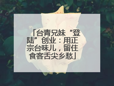 台青兄妹“登陆”创业：用正宗台味儿，留住食客舌尖乡愁