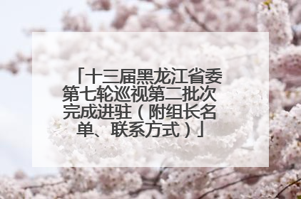 十三届黑龙江省委第七轮巡视第二批次完成进驻(附组长名单、联系方式)