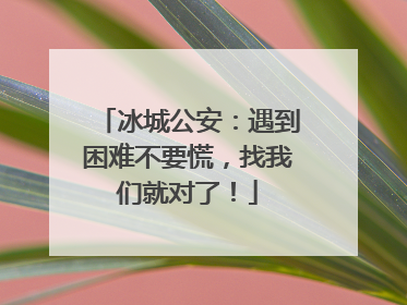 冰城公安：遇到困难不要慌，找我们就对了！