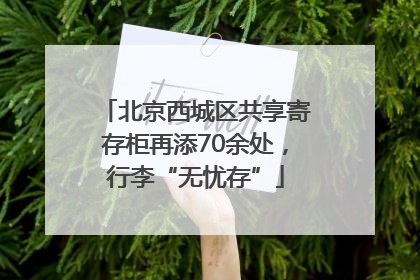 北京西城区共享寄存柜再添70余处，行李“无忧存”