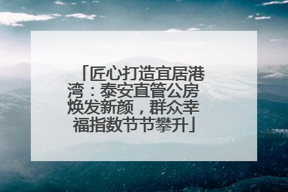 匠心打造宜居港湾：泰安直管公房焕发新颜，群众幸福指数节节攀升