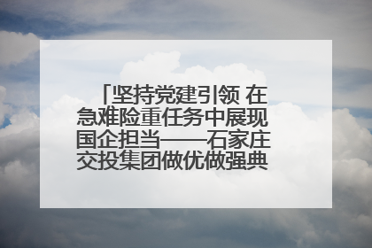 坚持党建引领 在急难险重任务中展现国企担当——石家庄交投集团做优做强典型报道之一