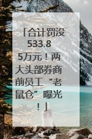 合计罚没533.85万元！两大头部券商前员工“老鼠仓”曝光！