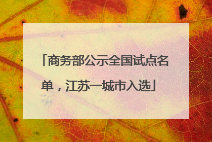 商务部公示全国试点名单，江苏一城市入选