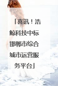 喜讯！浩鲸科技中标邯郸市综合城市运营服务平台