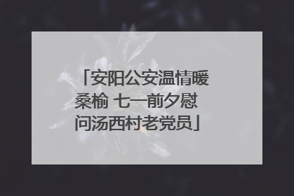 安阳公安温情暖桑榆 七一前夕慰问汤西村老党员