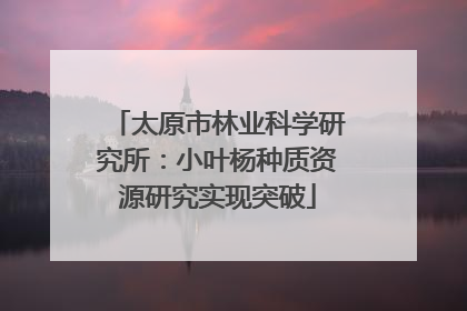 太原市林业科学研究所：小叶杨种质资源研究实现突破