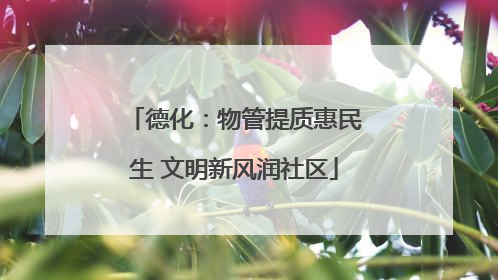 德化：物管提质惠民生 文明新风润社区