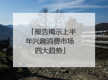 报告揭示上半年兴趣消费市场四大趋势