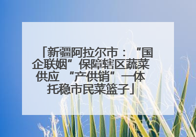 新疆阿拉尔市：“国企联姻”保障辖区蔬菜供应 “产供销”一体托稳市民菜篮子
