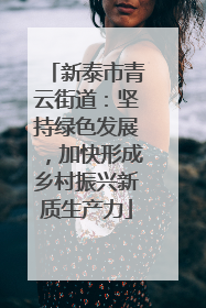 新泰市青云街道：坚持绿色发展，加快形成乡村振兴新质生产力