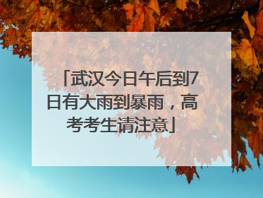 武汉今日午后到7日有大雨到暴雨，高考考生请注意
