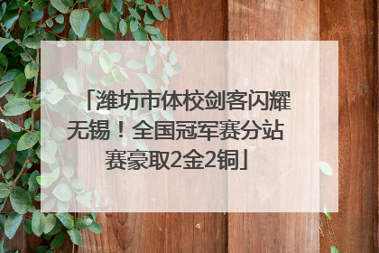 潍坊市体校剑客闪耀无锡！全国冠军赛分站赛豪取2金2铜