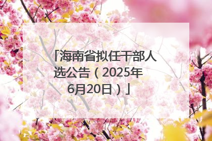 海南省拟任干部人选公告（2025年6月20日）