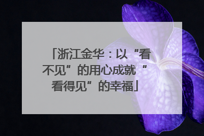浙江金华：以“看不见”的用心成就“看得见”的幸福