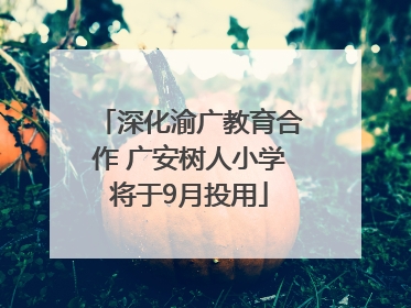 深化渝广教育合作 广安树人小学将于9月投用