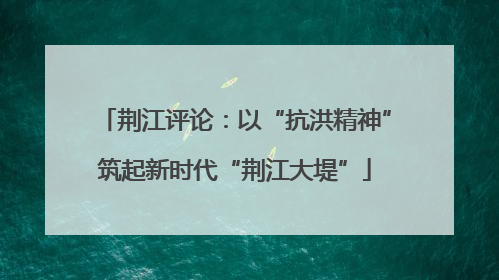 荆江评论：以“抗洪精神”筑起新时代“荆江大堤”