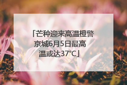 芒种迎来高温橙警 京城6月5日最高温或达37℃