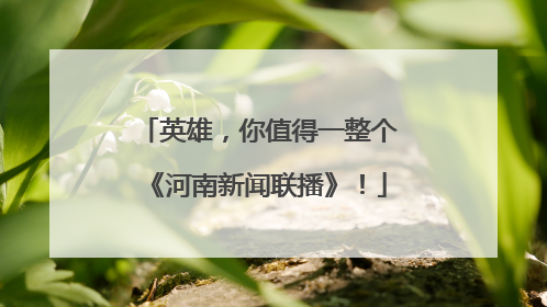 英雄，你值得一整个《河南新闻联播》！