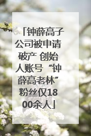 钟薛高子公司被申请破产 创始人账号“钟薛高老林”粉丝仅1800余人