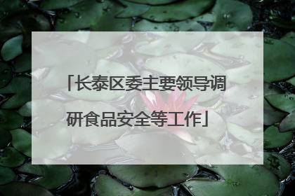 长泰区委主要领导调研食品安全等工作