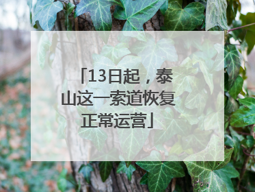 13日起，泰山这一索道恢复正常运营
